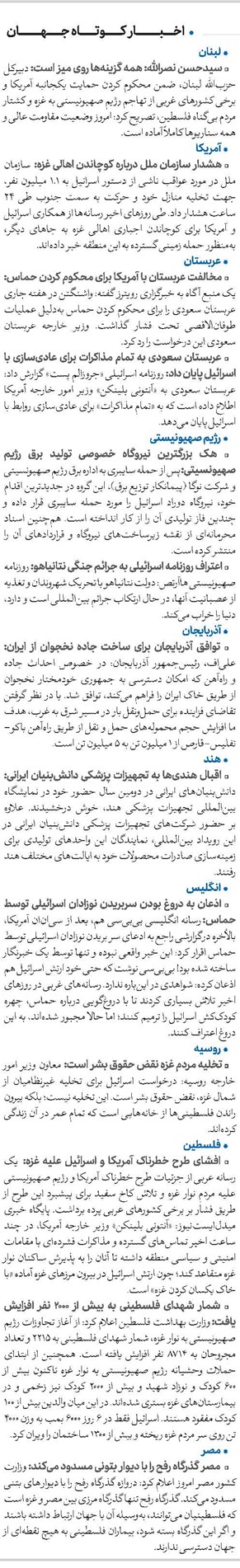 اخبار کوتاه جهان - شماره 772