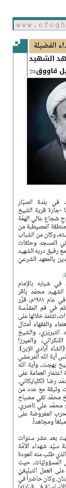 العلامة المجاهد الشهيد الشيخ نبيل قاووق (رضوان اللّٰه تعالى عليه) 